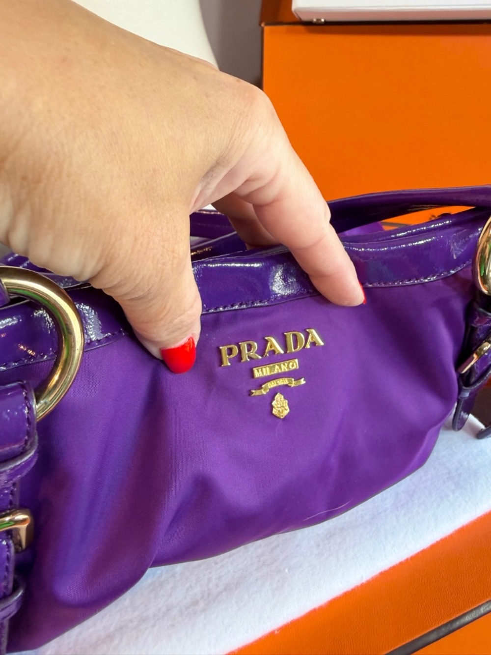Prada Purple Nylon Shoulder Bag with Gold Hardware! Offers always welcome! - Picture 14 of 15